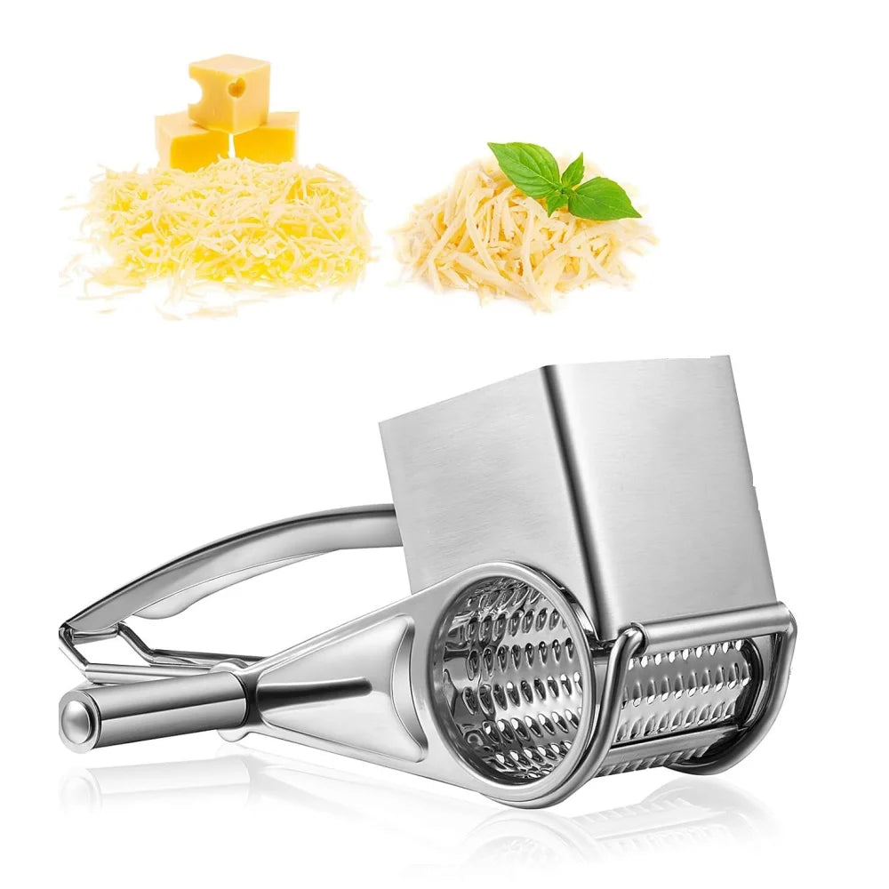 Rotary cheese grater, stainless steel handheld cheese cutter, slicer, hard chocolate, nuts, kitchen tools