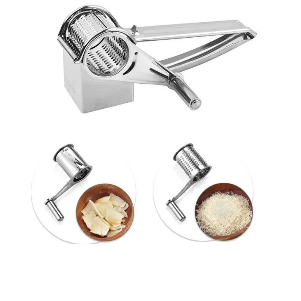 Rotary cheese grater, stainless steel handheld cheese cutter, slicer, hard chocolate, nuts, kitchen tools