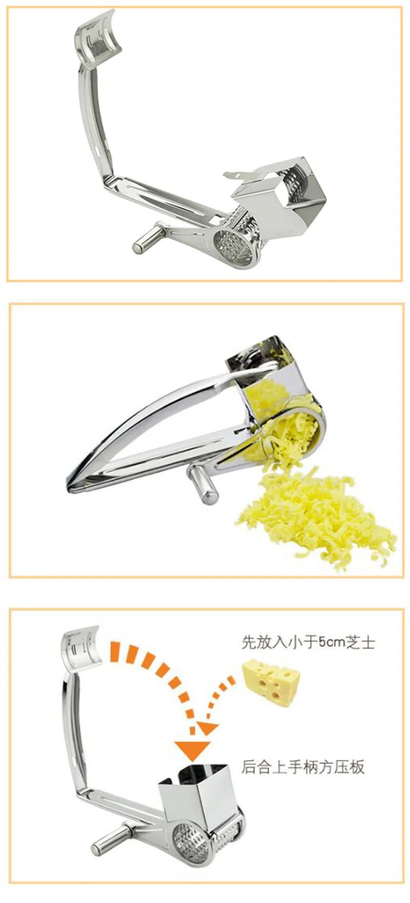 Stainless Steel Rotary Cheese Grater Set With 4/3/2/1 Drums Manual Cheese Cutter Slicer Shredder Kitchen Rotary Slicer Grater