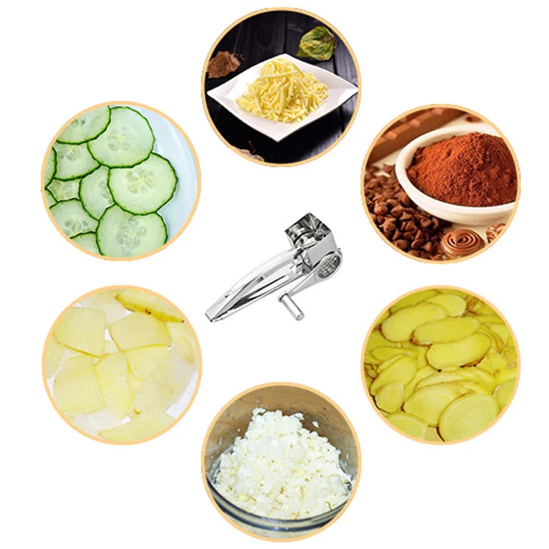 Stainless Steel Rotary Cheese Grater Set With 4/3/2/1 Drums Manual Cheese Cutter Slicer Shredder Kitchen Rotary Slicer Grater