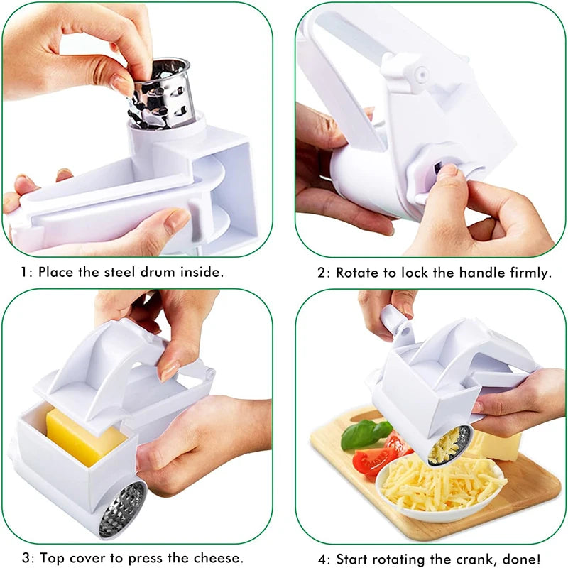 3 In 1 Cheese Grater Handheld Rotary Cheese Grater Butter Chocolate Grater With Handle Cheese Cutter Kitchen Accessories