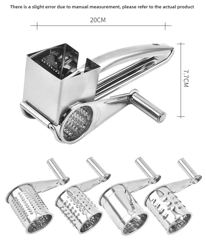 Rotary Cheese Grater Stainless Steel Handheld Cheese Grater, Manual Grinder Cutter Slicer Shredder with Stainless Drum Blades