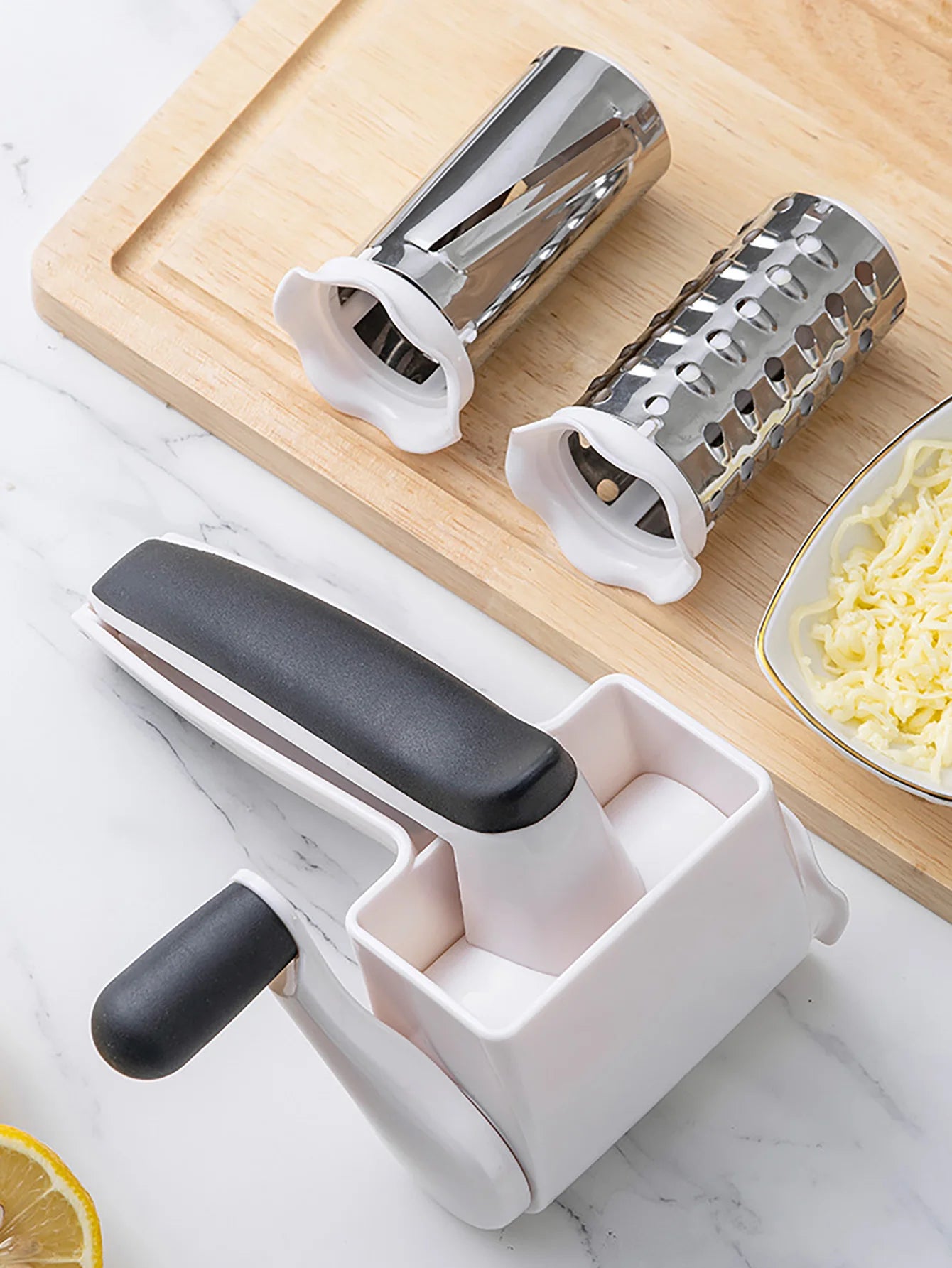 Classic Rotary Cheese Grater - Handheld Grater - Can be used for Hard Cheese, Chocolate & More - With Comfortable Handle & Drum