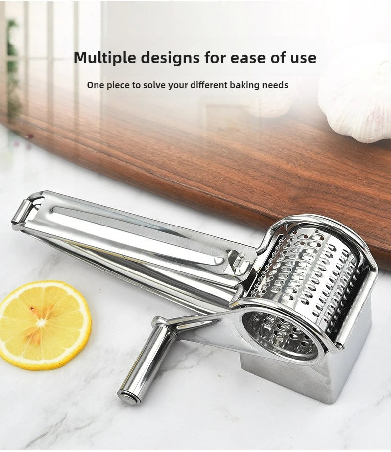 Rotary Cheese Grater Stainless Steel Handheld Cheese Grater, Manual Grinder Cutter Slicer Shredder with Stainless Drum Blades