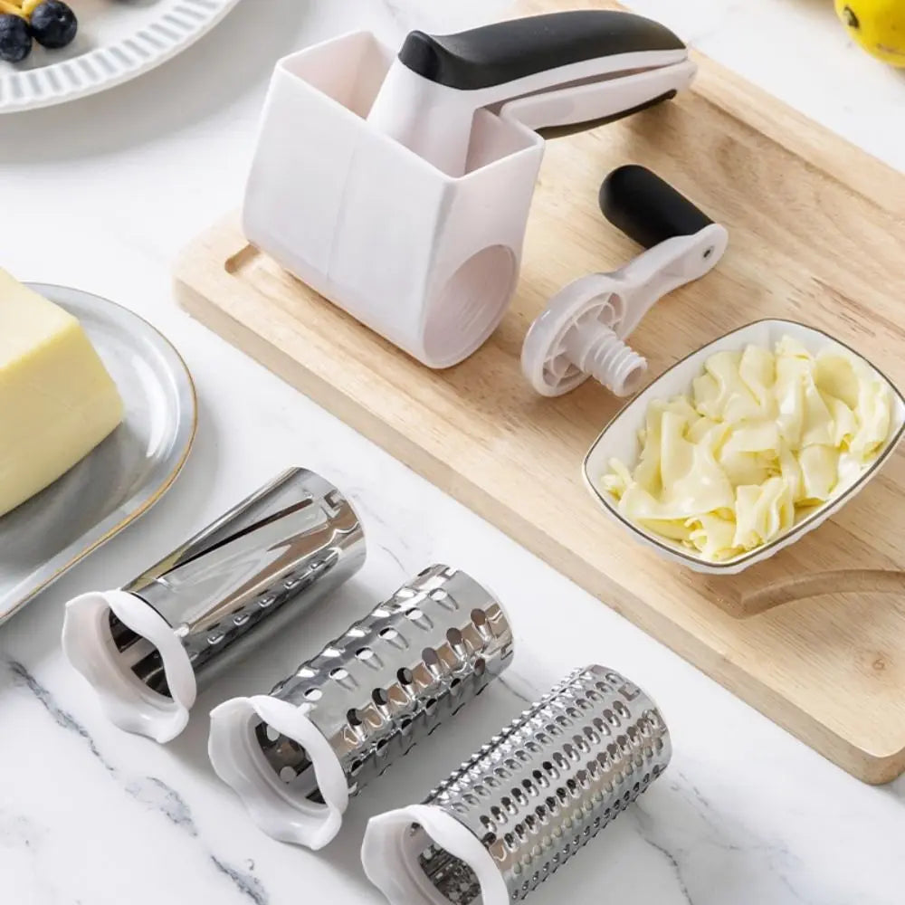 3-in-1 Hand-Cranked Cheese Grater Rotary Hand Crank Parmesan Cheese Shredder Detachable Handheld Chocolate Grater Butter