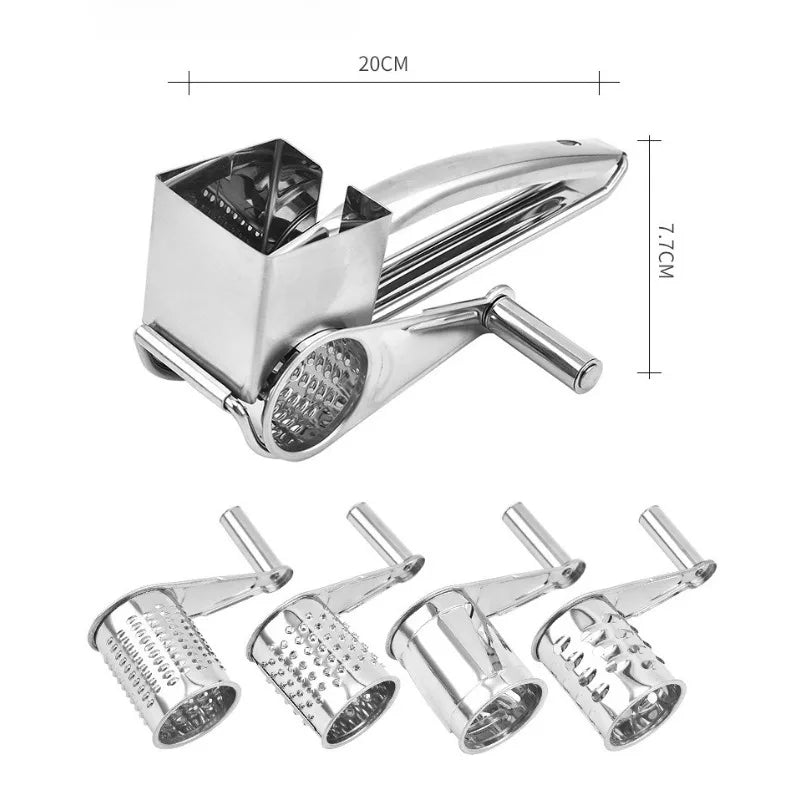 Rotary Cheese Grater Stainless Steel Handheld Cheese Grater, Manual Grinder Cutter Slicer Shredder with Stainless Drum Blades