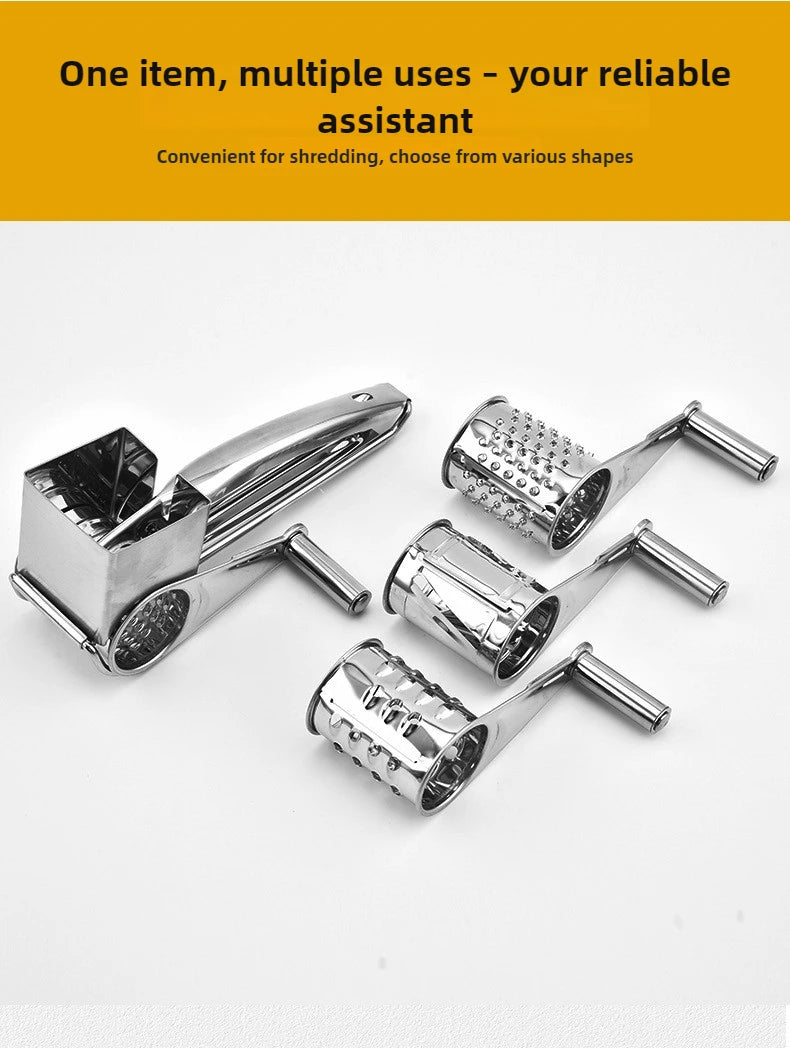 Rotary Cheese Grater Stainless Steel Handheld Cheese Grater, Manual Grinder Cutter Slicer Shredder with Stainless Drum Blades