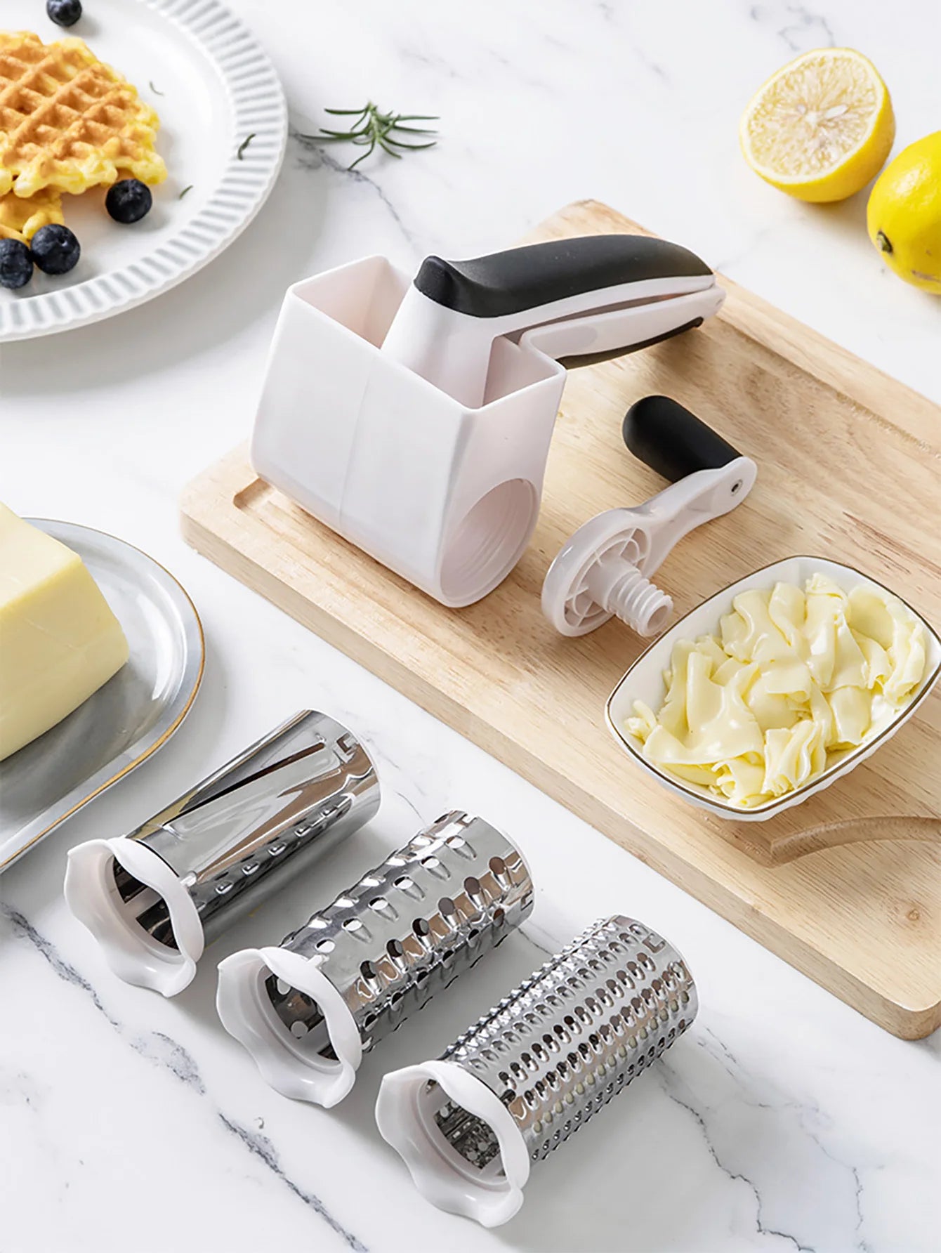 Classic Rotary Cheese Grater - Handheld Grater - Can be used for Hard Cheese, Chocolate & More - With Comfortable Handle & Drum