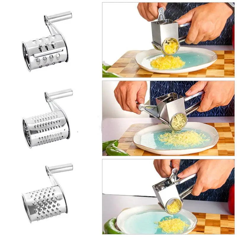 Stainless Steel Rotary Cheese Grater Set With 4/3/2/1 Drums Manual Cheese Cutter Slicer Shredder Kitchen Rotary Slicer Grater