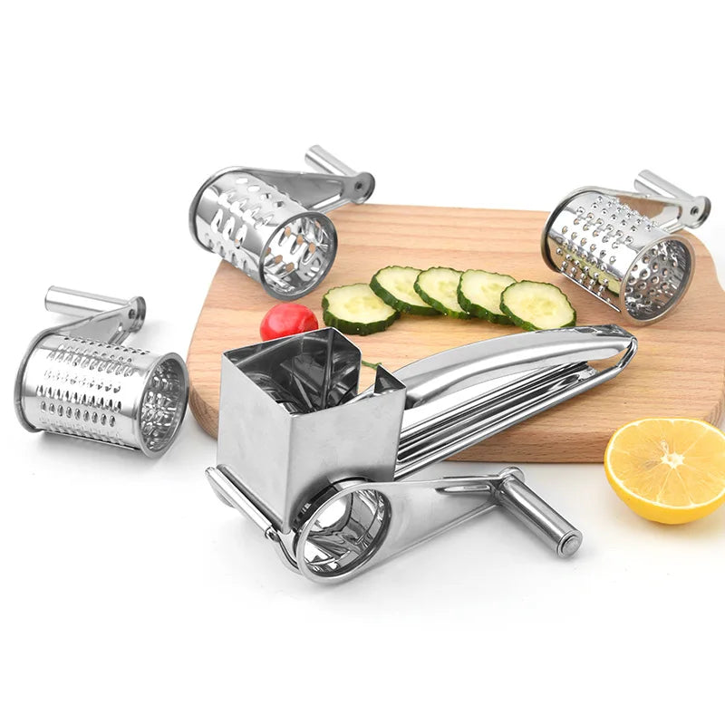 Stainless Steel Rotary Cheese Grater Set With 4/3/2/1 Drums Manual Cheese Cutter Slicer Shredder Kitchen Rotary Slicer Grater