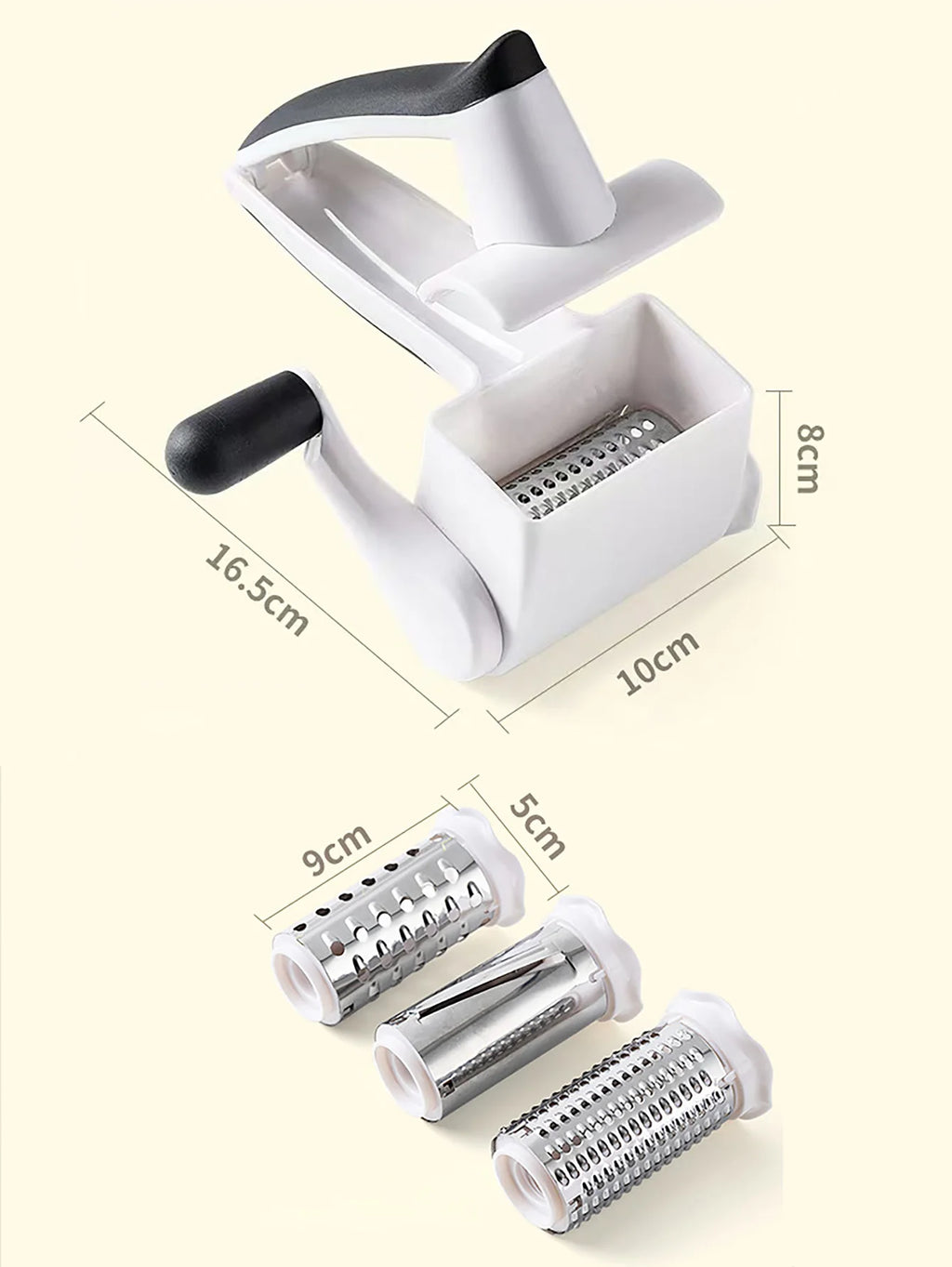 Classic Rotary Cheese Grater - Handheld Grater - Can be used for Hard Cheese, Chocolate & More - With Comfortable Handle & Drum