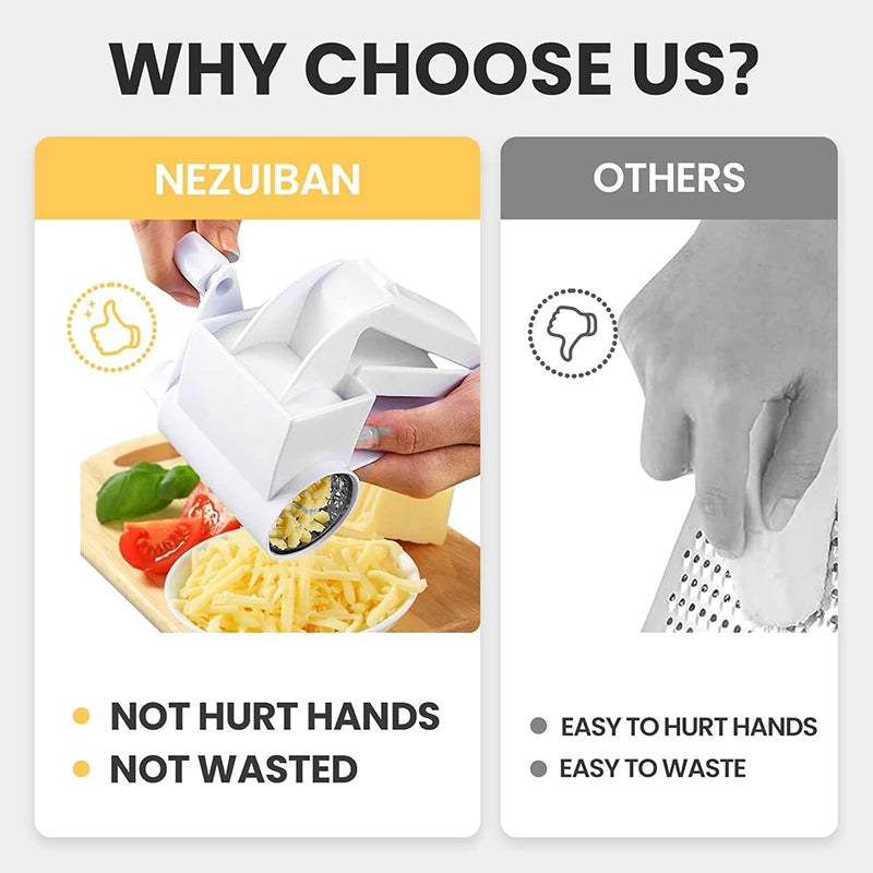 3 In 1 Cheese Grater Handheld Rotary Cheese Grater Butter Chocolate Grater With Handle Cheese Cutter Kitchen Accessories