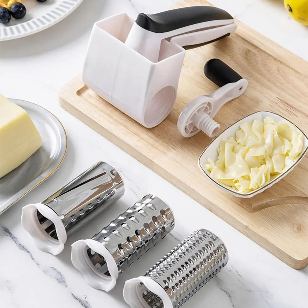 3-in-1 Hand-Cranked Cheese Grater Rotary Hand Crank Parmesan Cheese Shredder Detachable Handheld Chocolate Grater Butter