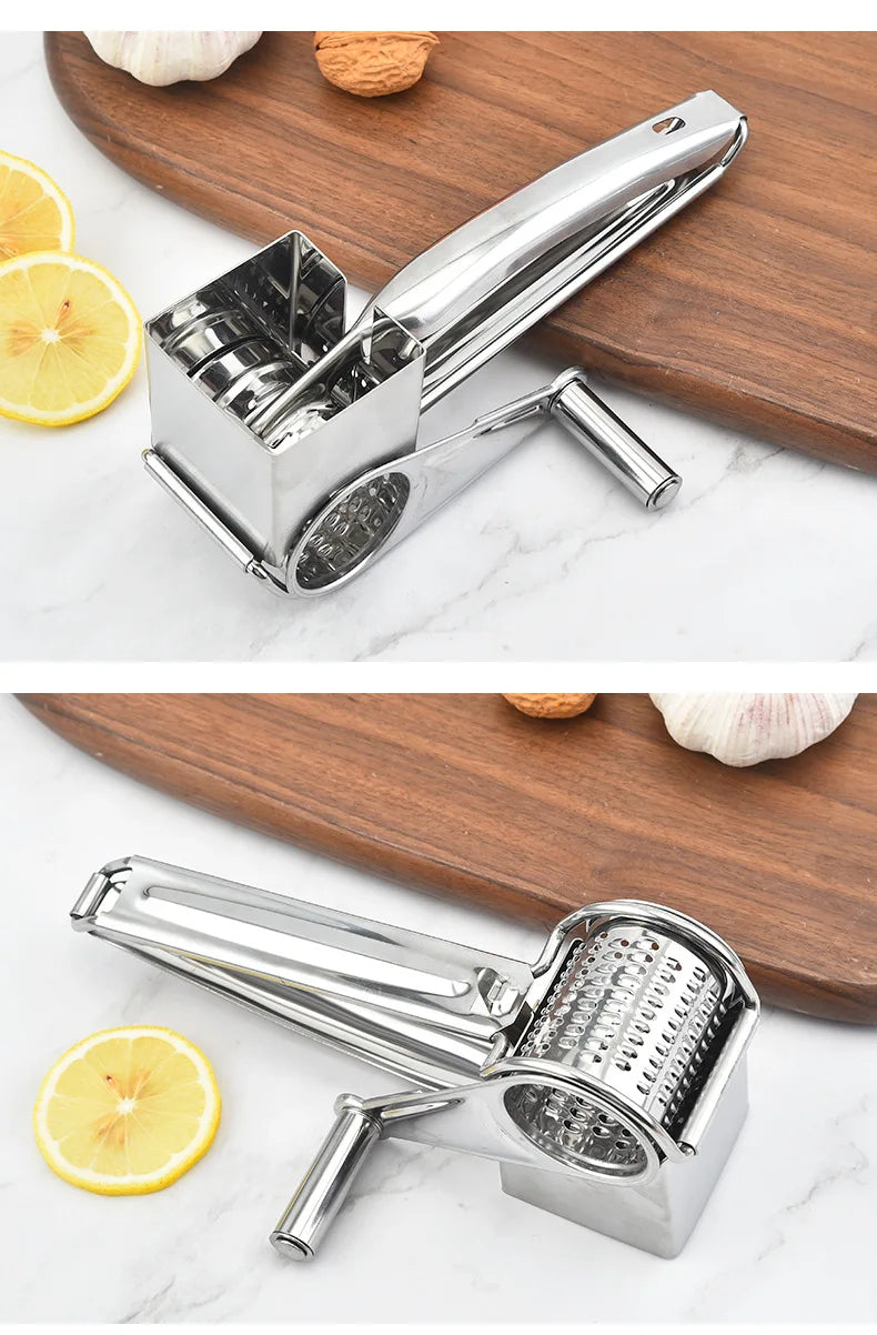 Rotary Cheese Grater Stainless Steel Handheld Cheese Grater, Manual Grinder Cutter Slicer Shredder with Stainless Drum Blades