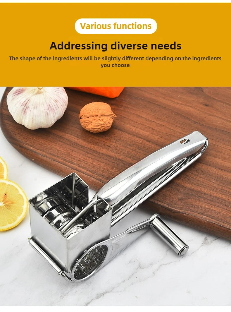 Rotary Cheese Grater Stainless Steel Handheld Cheese Grater, Manual Grinder Cutter Slicer Shredder with Stainless Drum Blades