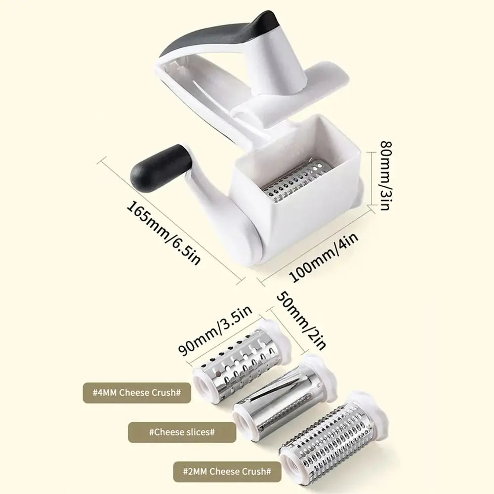 3-in-1 Hand-Cranked Cheese Grater Rotary Multi-functional Parmesan Cheese Shredder Hand Crank Detachable Chocolate Grater Butter