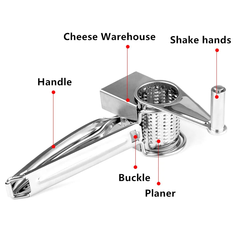 Stainless Steel Rotary Cheese Grater Set With 4/3/2/1 Drums Manual Cheese Cutter Slicer Shredder Kitchen Rotary Slicer Grater