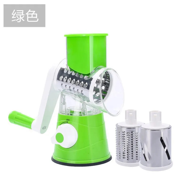 Rotary Cheese Grater Hand Crank with 3 Interchangeable Blades Strong Suction Base Manual Shredder for Kitchen