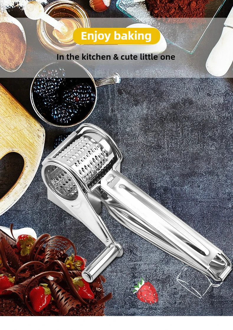 Rotary Cheese Grater Stainless Steel Handheld Cheese Grater, Manual Grinder Cutter Slicer Shredder with Stainless Drum Blades