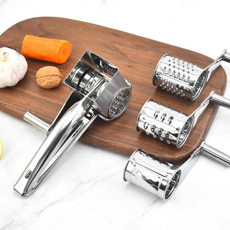 Kitchen Creative Hand-Crank Rotate Cheese Grater Stainless Steel Multi-functional Cheese Shredder