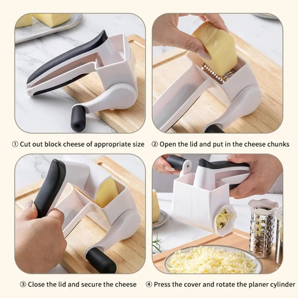 3-in-1 Hand-Cranked Cheese Grater Rotary Hand Crank Parmesan Cheese Shredder Detachable Handheld Chocolate Grater Restaurant