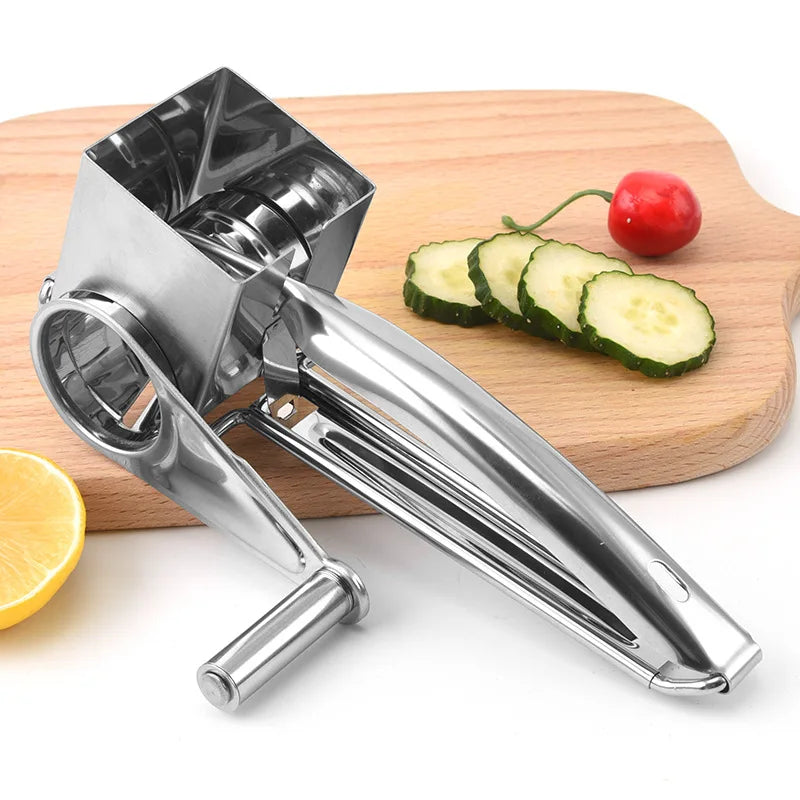 Kitchen Creative Hand-Crank Rotate Cheese Grater Stainless Steel Multi-functional Cheese Shredder