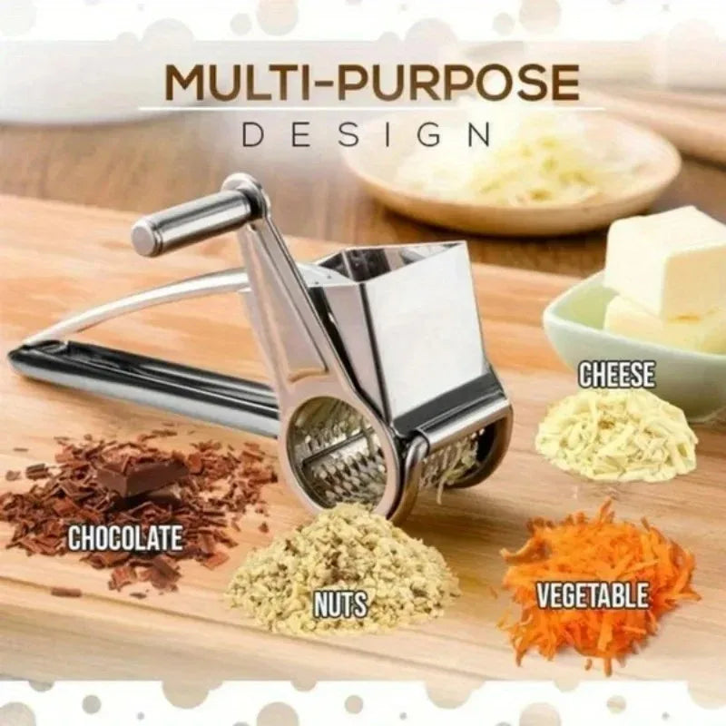 Rotary Cheese Grater Stainless Steel Handheld Cheese Grater, Manual Grinder Cutter Slicer Shredder with Stainless Drum Blades